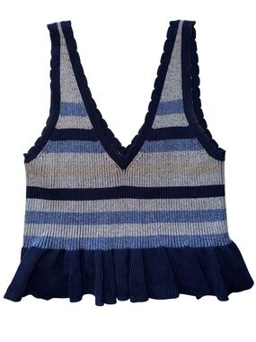 BCBGeneration Striped Blue And Gray Knit Top Size XXS